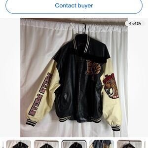 Pelle Pelle Black and Cream Varsity Jacket
